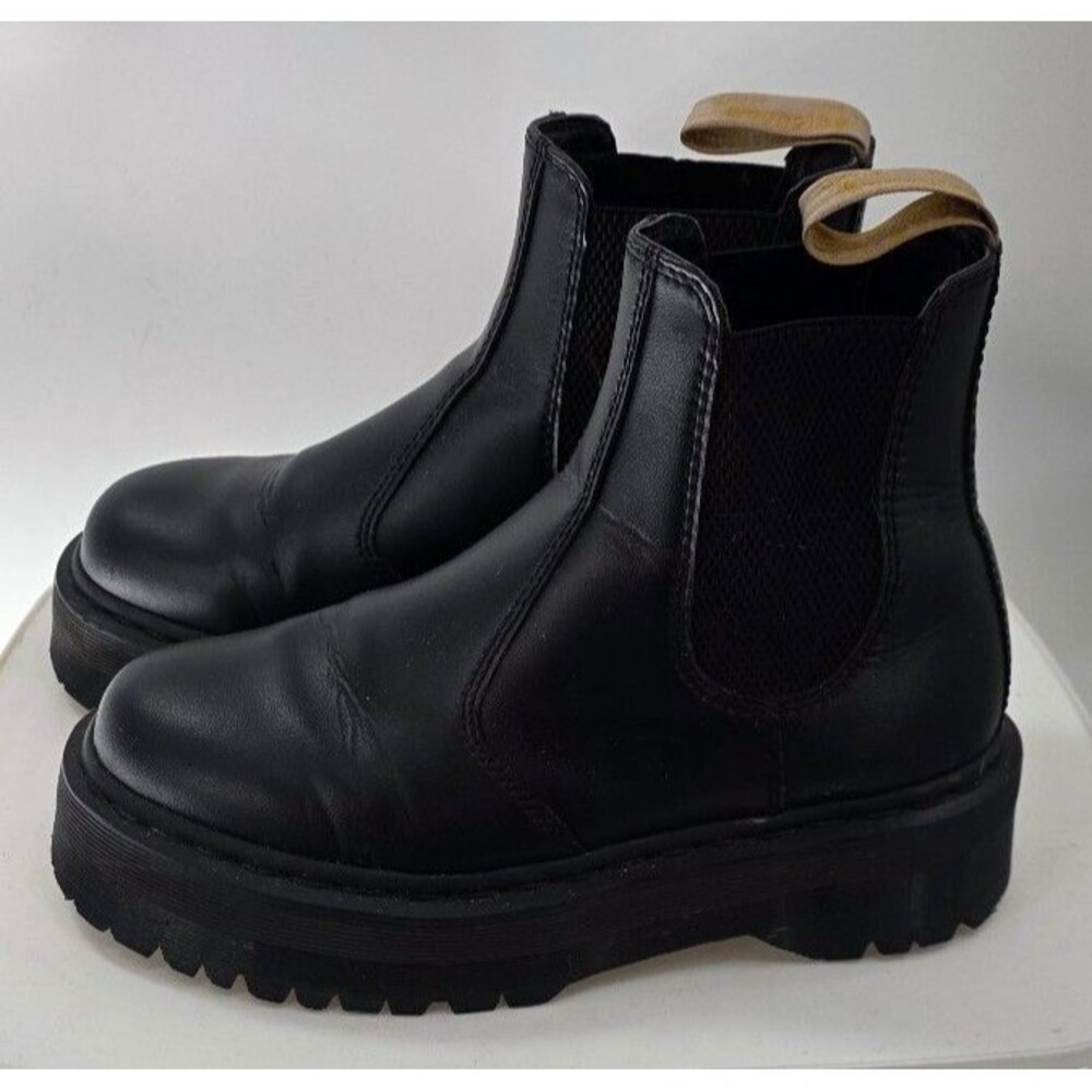Dr. Martens Quad Vegan Black Platform Chelsea Boots Pull on